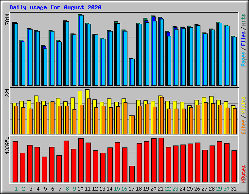 Daily usage for August 2020